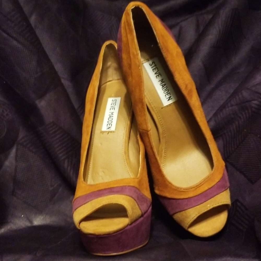 Shoes: Steve Madden Suede Color Block Heels